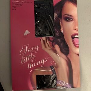 Vintage New Victorias Secret Sexy Little Things Diamanté Back Seam Pantyhose C